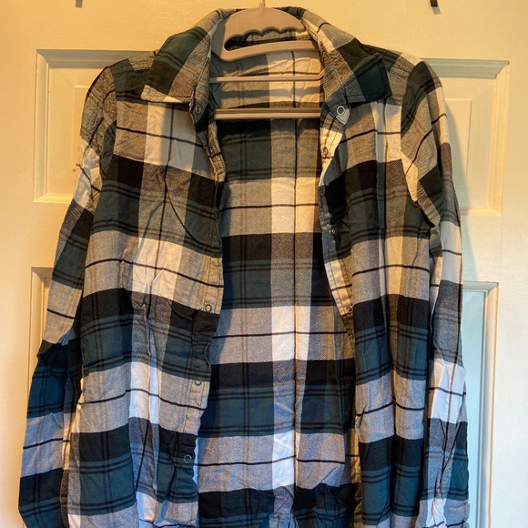 Weissman Plaid Button Snap Shirt - Blue/Black/White, 100% Rayon (Adult Small) - Picture 2 of 7